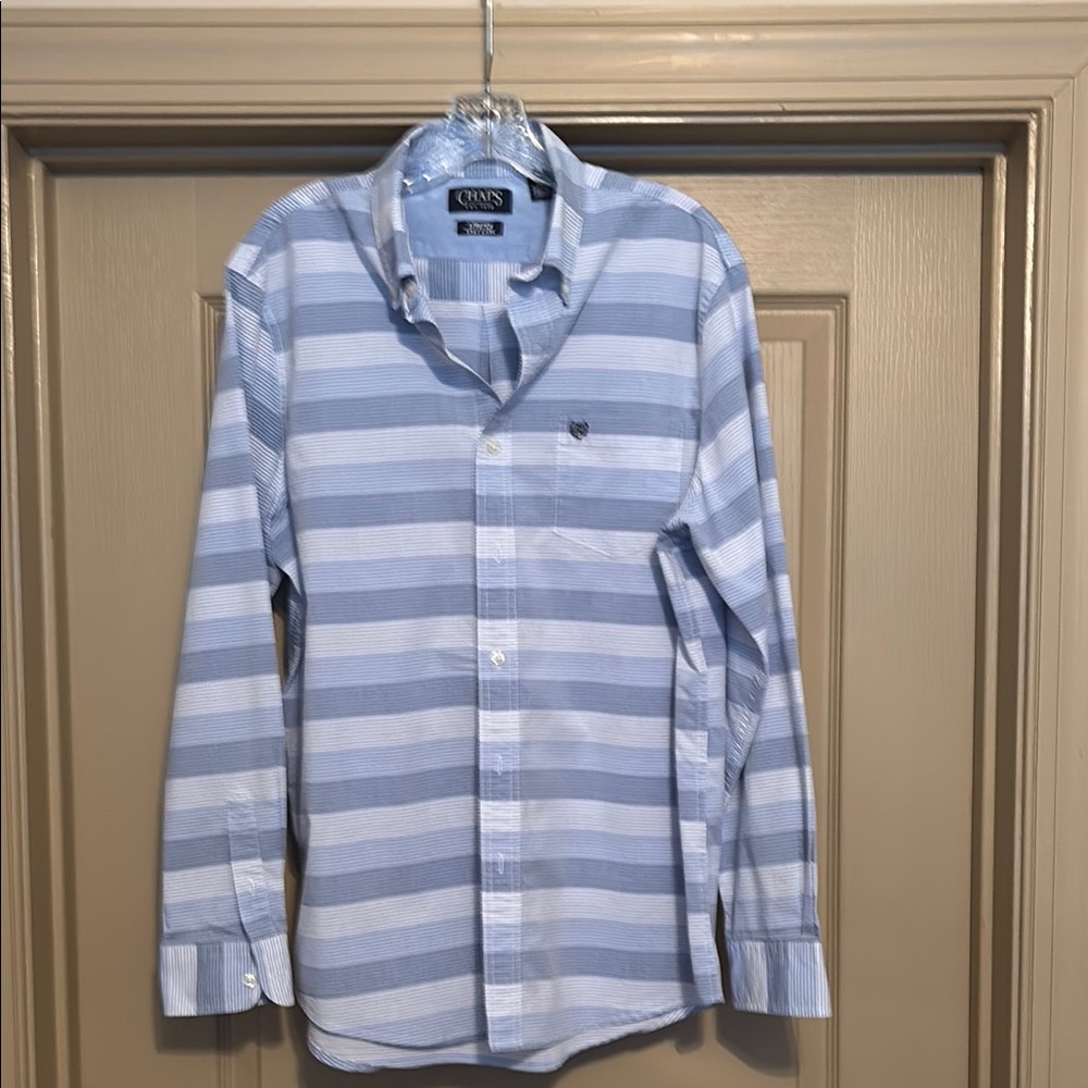 Chaps Blue and White Casual Button Down Shirt
